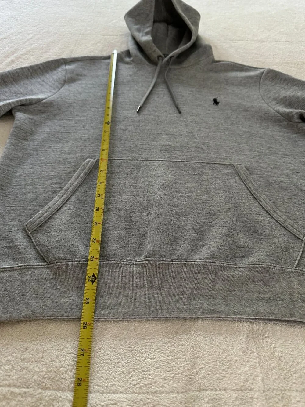 Polo Ralph Lauren Men's Heather Gray Fleece Pullover Hoodie M Black Pony Logo